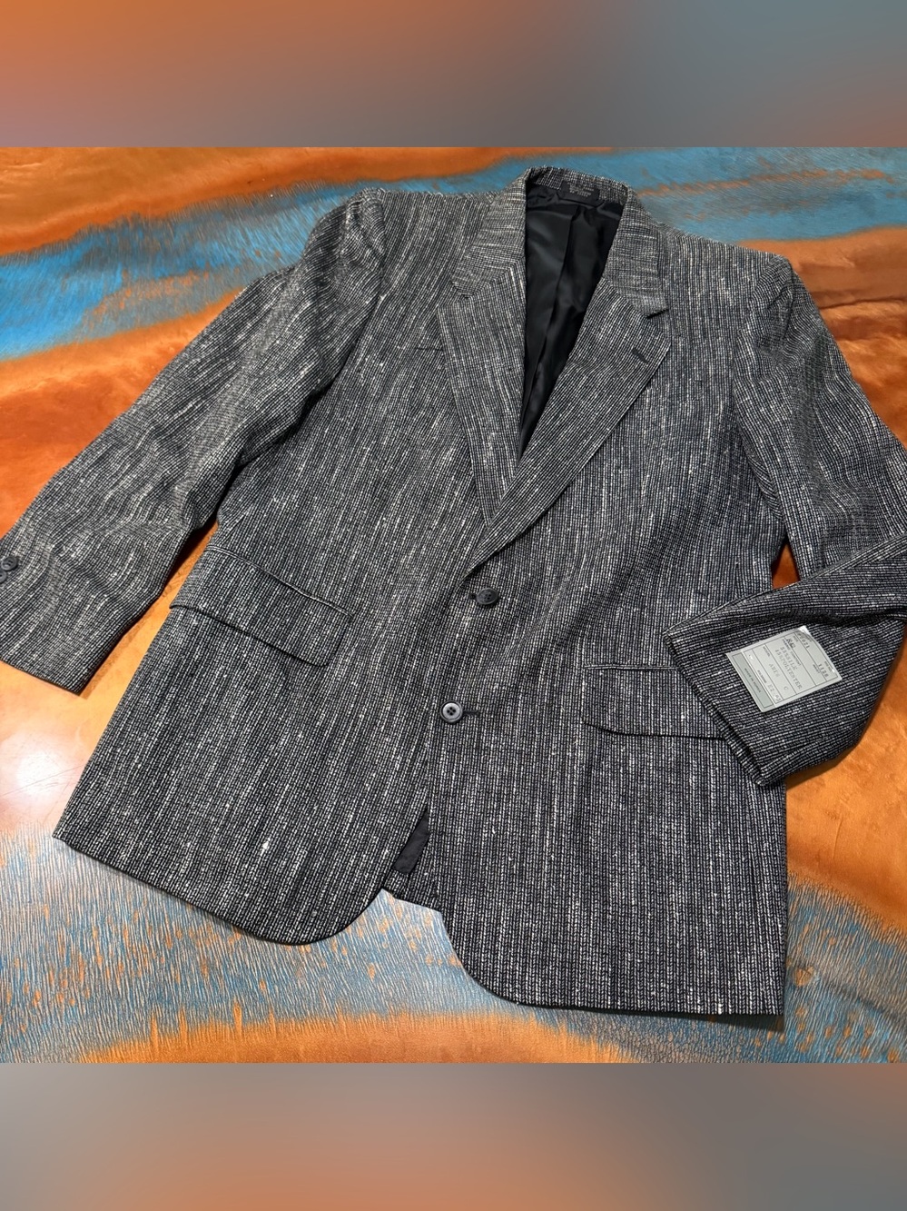Vtg Deadstock Silk James Whitehead London Textured Gray Two-Button Blazer 42R